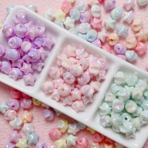 Wholesale 12mm UV Plated Cream Acrylic Star Beads DIY Phone Charm Car Key Accessory for Resale