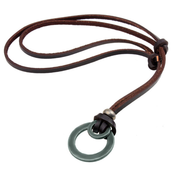oly-d522b0b694b06a751127521ffe6f212b Wholesale Retro Geometric Double Circle Pendant Leather Necklace Trendy Jewelry Accessory For Gifting