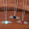 Wholesale Zinc Alloy Electroplated Gothic Heart Wings Necklace Retro Collarbone Chain For Women Fashion Jewelry Accessory