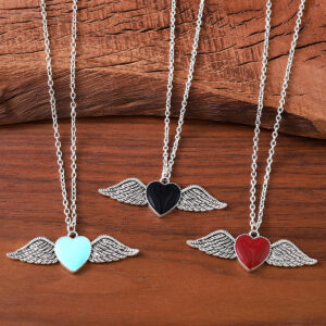 oly-d53342b5bd47c9fdff7bc7b2f53ee899 Wholesale Zinc Alloy Electroplated Gothic Heart Wings Necklace Retro Collarbone Chain For Women Fashion Jewelry Accessory