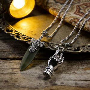 oly-d5496a4c524d9b5a5680df74f7eca0bd Wholesale Retro Sword Pendant Necklace Zinc Alloy Buddha Hand Ethnic Design Fashion Jewelry Accessory For Boutique Resale