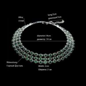 3 rows of silver dark green diamonds