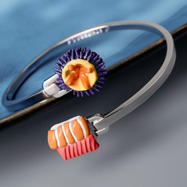 oly-d5b2c853a0770c9dbeaf2af783b94197 Wholesale Open Bangle Bracelet With Bow Dice Cherry Design Stainless Steel Electroplated Jewelry Accessory For Everyday Wear
