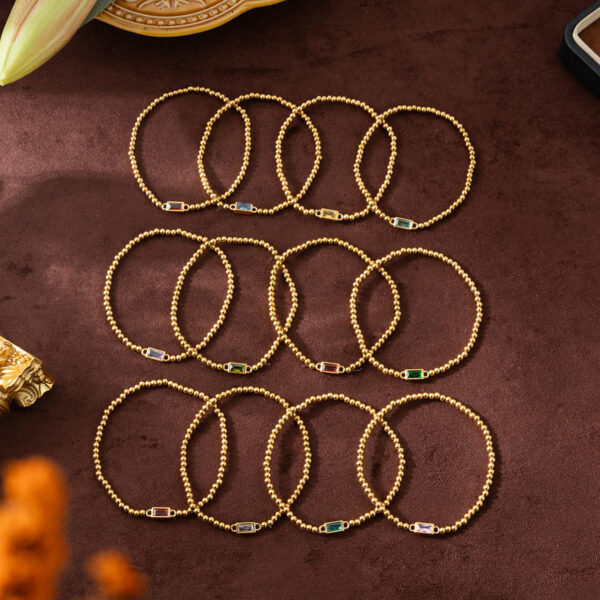 Wholesale December Birthstone Bracelet For Women Stainless Steel Round Bead Chain Fashion Jewelry Accessory Gift