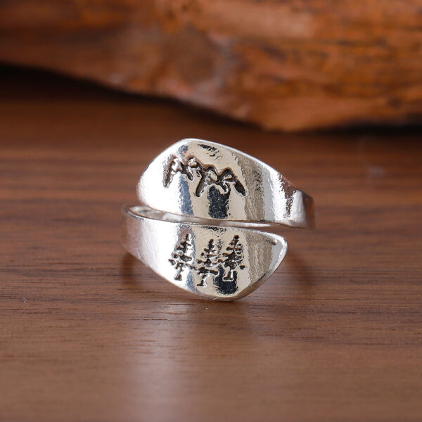 oly-d5cbe085a268f61e70a8df37634a0057 Wholesale Antique Silver Mountain Cedar Adjustable Ring Forest Peak Design Zinc Alloy Jewelry Trendy Gift Accessory