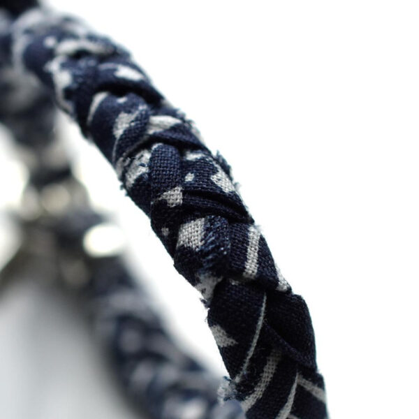 oly-d63d7bcca1fb79be071487ec6f302f2e Wholesale Stylish Stainless Steel Electroplated Silk Scarf Bracelet Dark Blue Tone Birthstone Design Everyday Fashion Accessory For Boutique Resale