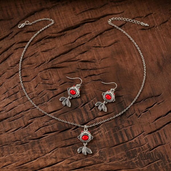 oly-d6468a90ad5b47ebfa829b1dada39625 Wholesale Vintage Goldfish Koi Necklace And Earrings Set Zinc Alloy Electroplated Bohemian Chic Jewelry Accessory Gift For Party Wear