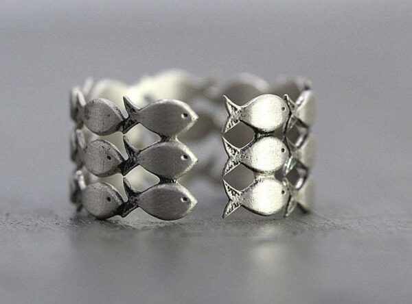Wholesale Fish Design Open Ring Adjustable Two Tone Animal Jewelry Accessory For Women Gift Boutique Resale