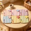 Wholesale Resin Yellow Striped Checkered Tray for Dollhouse Decor DIY Craft and Home Decor