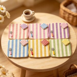 oly-d6baeca7242297bcba9dbfbcf32214a9 Wholesale Resin Yellow Striped Checkered Tray for Dollhouse Decor DIY Craft and Home Decor