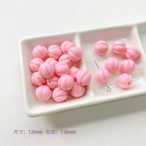 20-pink pumpkin beads / See picture for size (sold by piece)