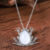 oly-d6cd1acfeabe54ae73e08f964d92f9a4 Wholesale Vintage Style Gemstone Frog Pendant Necklace Antique Silver Zinc Alloy Jewelry Boutique Resale Gift