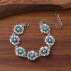 oly-d6d6441fc10015ec0d3d1841209eb37e Wholesale Vintage Turquoise Small Flower Bracelet Earrings Set Zinc Alloy Electroplated Finish Trendy Jewelry Accessory For Party Or Gift