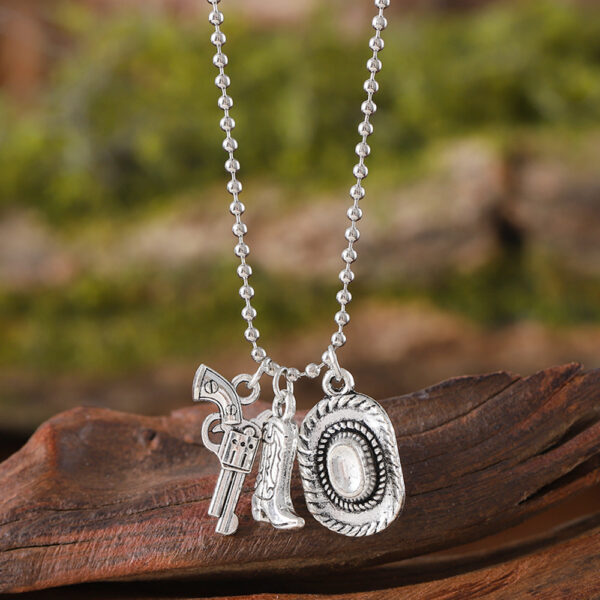 oly-d6e14294cf803dae59ae904e481aa252 Wholesale Trendy Western Cowboy Boot And Gun Pendant Necklace Zinc Alloy Fashion Jewelry Gift
