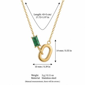 Square Emerald Gold Necklace