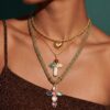oly-d730cdfd251cd8743465ba49efa73471 Wholesale Vintage Irregular Geometric Heart Flower Cross Necklace Copper Pendant Chic Jewelry Gift