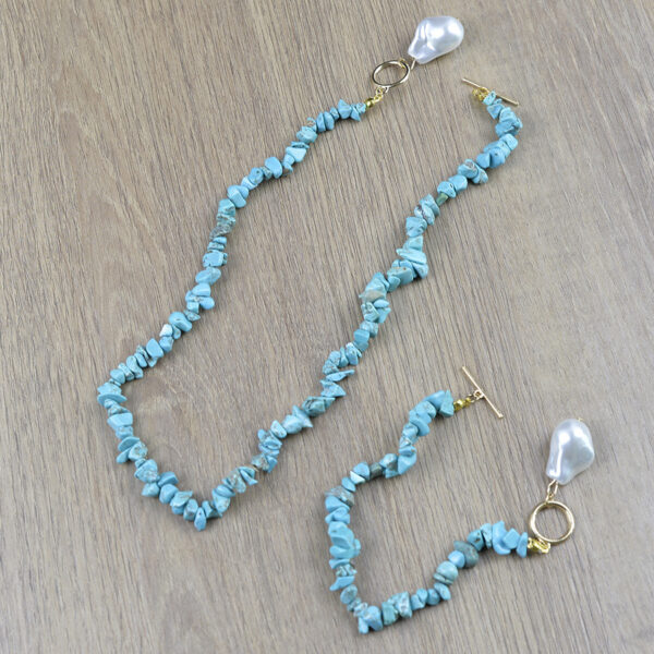 oly-d73b4334c52afbed9bac7386507a8869 Wholesale Retro Turquoise OT Buckle Irregular Pearl Necklace Fashion Jewelry Accessory For Everyday Wear