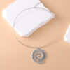 Wholesale Trendy Retro Geometric Spiral Pendant Necklace Antique Silver Finish Zinc Alloy Hollow Donut Design Fashion Jewelry Accessory