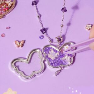 oly-d74e31c307abc0796b31e5497ccef7b9 Wholesale Heart Shaped Locket Necklace With Pink Flower Glass Macaron Colors Copper Electroplated Cute Pastoral Style Jewelry For Resale