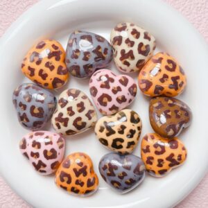 07-leopard print love mix / Size is about 29mm, hole diameter is about 3.5mm