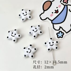 13-white smiley stars / Sold by the piece
