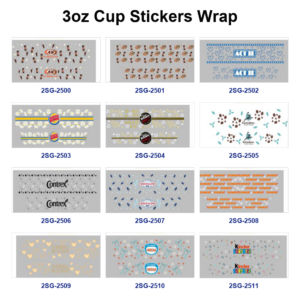 Wholesale 8pcs Food Brand Heart Floral Print 3oz Cup Stickers Wrap OLY Exclusive