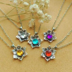 Wholesale Electroplated Zinc Alloy Retro Flower Necklace Earring Set Purple Jewelry Accessory For Boutique Resale
