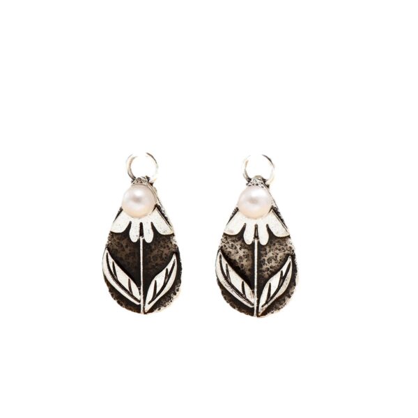 oly-d814b769b50828520d838516113540cf Wholesale Retro Vintage Earrings For Women Silver Alloy Pearl Leaf Design Jewelry Accessory