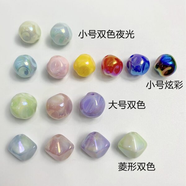 Wholesale UV Plated Acrylic Loose Beads Fig Meteorite Irregular Diamond Shape for DIY Phone Charm Car Hanging Craft