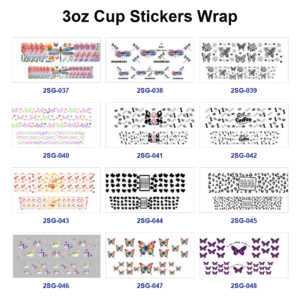 Wholesale 8pcs Dragonfly Floral Cup Wraps 3oz Cup Stickers Wrap OLY Exclusive