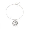 Wholesale Trendy Retro Geometric Spiral Pendant Necklace Antique Silver Finish Zinc Alloy Hollow Donut Design Fashion Jewelry Accessory