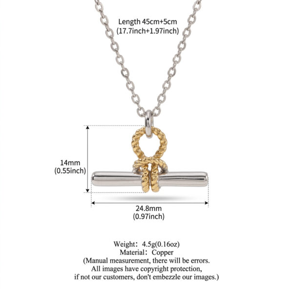 oly-d88a0593e58b9b3db7a08c17e31969aa Wholesale Minimalist Copper Knot Necklace With T Shaped Lock Trendy Everyday Jewelry Accessory For Boutique Resale