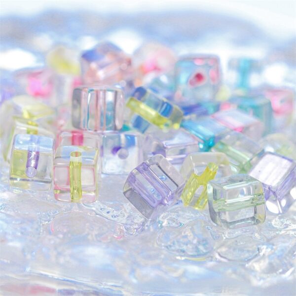 Wholesale Acrylic Square Beads Lake Blue 8mm 30 Pack DIY Jewelry Making for Bracelet Necklace Earrings Hair Accessories Boutique Resale