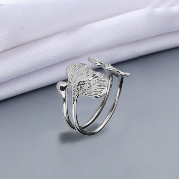 oly-d911fdab604fab4fecb72412e3ead1b6 Wholesale Zinc Alloy Antique Silver Chinese Style Ginkgo Leaf Open Ring Chic Unisex Fashion Jewelry Accessory