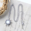 Wholesale Antique Silver Sunflower Pendant Necklace Moonstone Clavicle Chain Vintage Chic Fashion Accessory For Women Boutique Resale