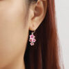 Wholesale Retro Pink Flower Handmade Resin Drop Earrings For Women Alloy Earrings Fashion Accessory