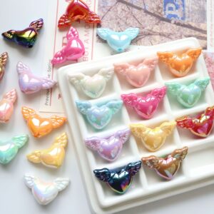 oly-d9540c2e72456ada49c751a807877e26 Wholesale Trendy UV Plated Acrylic Angel Wings Beads for DIY Phone Charms Keychains Jewelry Making Resale Accessory