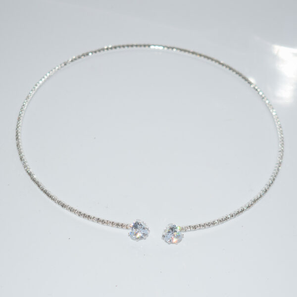 oly-d99c6fbfd68df7520d420e57836c978a Wholesale Heart Zircon Crystal Jewelry Set Silver Tone Bridal Choker Necklace Bracelet Earrings Party Wear Gift For Boutique Resale