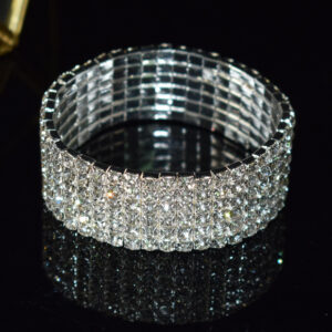6 rows silver white diamond