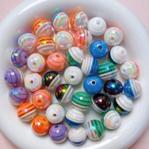 Wholesale 16mm Acrylic Electroplated Rainbow Striped Lollipop Beads for DIY Phone Charm Jewelry Making