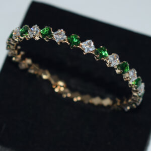 Sl-1238- bracelet silver plated green and white