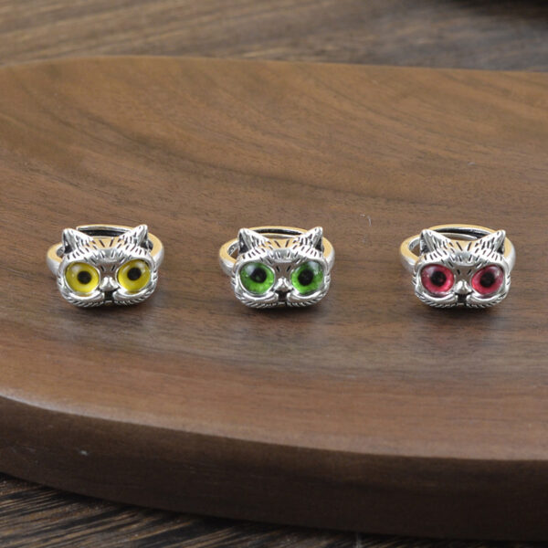 Wholesale Stylish Cat Shape Adjustable Ring Red Zinc Alloy Fashion Jewelry Accessory For Casual Gift Boutique Resale