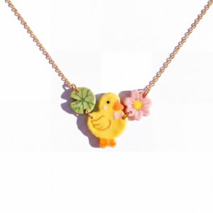 Little yellow duck lotus leaf flower necklace
