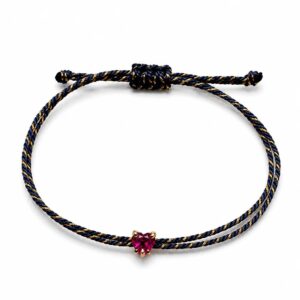 Dark blue gold braided rope rose red love zirconium bracelet