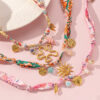 Wholesale Trendy Heart Sun Colorful Ribbon Pendant Necklace Stainless Steel Electroplated Chain Everyday Gift Jewelry Accessory