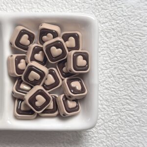 06-light coffee diamond-shaped love square / Sold by the piece