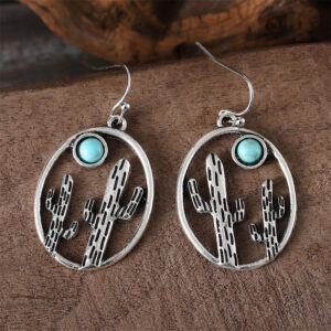 Hoop cactus earrings