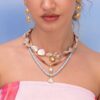 Wholesale Geometric Zircon Multicolor Cord Necklace Stainless Steel Electroplated 18K Gold Tone Fashion Jewelry Gift Boutique Resale