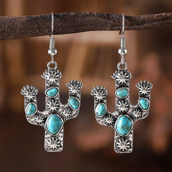 oly-db74833a0a26a2e0629ab1250e992512 Wholesale Retro Bohemian Turquoise Cactus Earrings And Necklace Set Zinc Alloy Ethnic Jewelry Fashion Accessory For Everyday Wear