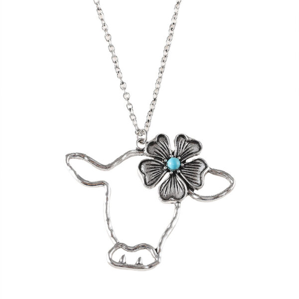 Wholesale Retro Geometric Hollow Flower Zodiac Pendant Necklace In Zinc Alloy Trendy Jewelry Accessory For Resale